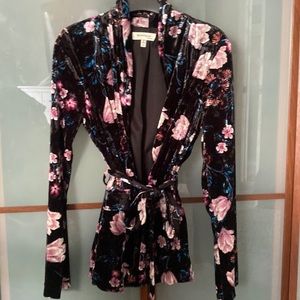 Black velvet floral blazer size small